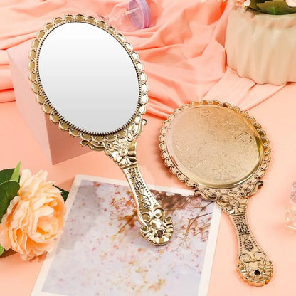 High Definition Handheld Mirror Pattern Handle Easy to Carry Portable Dressing Mirror Odorless Carved Small Mirror Living Room