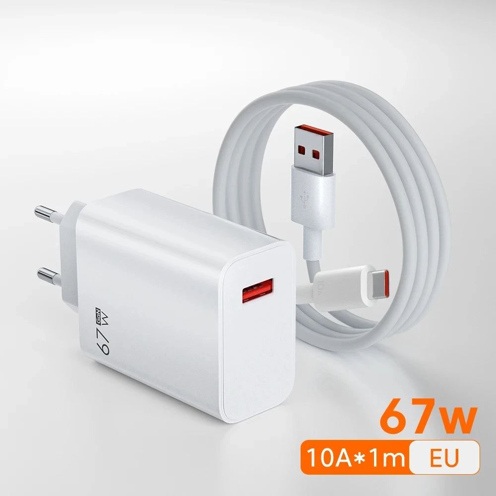 Xiaomi 67W Charger Turbo Fast Charge EU Adapter Usb Type C Cable For Redmi Note Pro Mi 13 Lite K60 K60E K50 CIVI 3 2