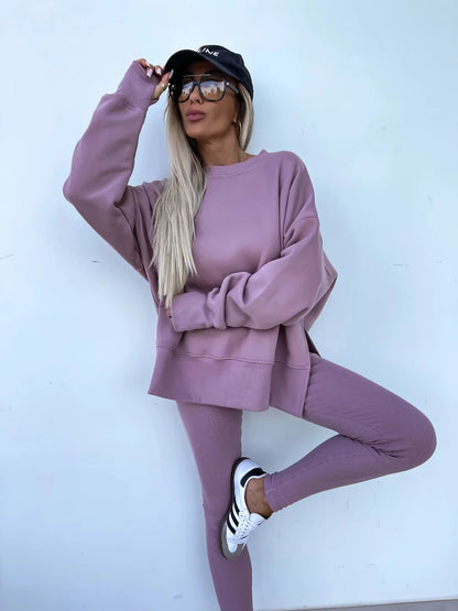 Spring summer 2024 new Shirt  casual loose-fitting sweater tight pants 2 piece suit sets for women 2 pieces trousers sets