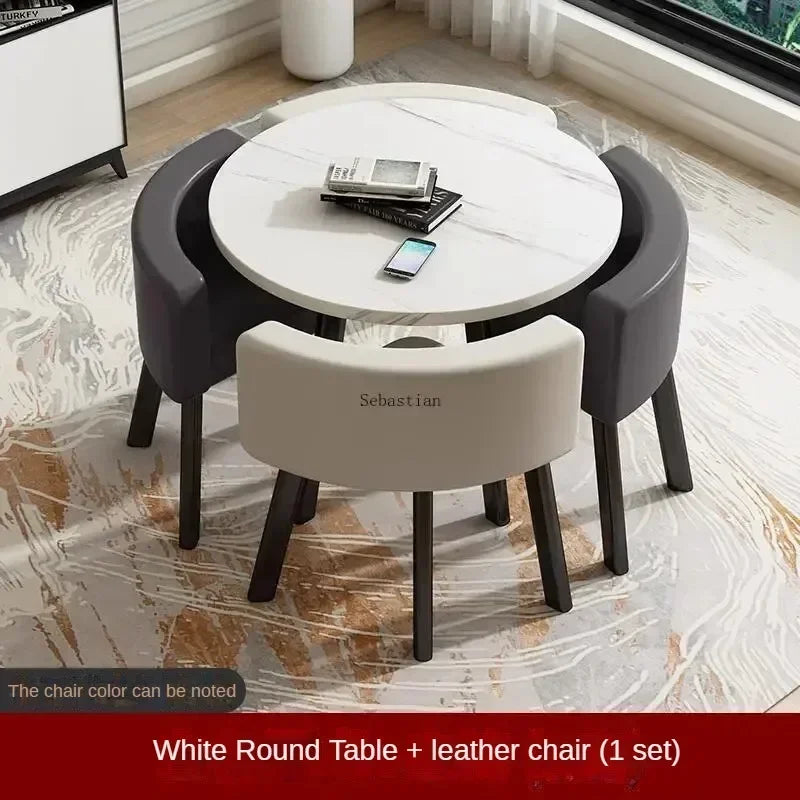 Simple Reception Table and Chair Combination 4 People Leisure Negotiation Office Table Nordic Small Round Table