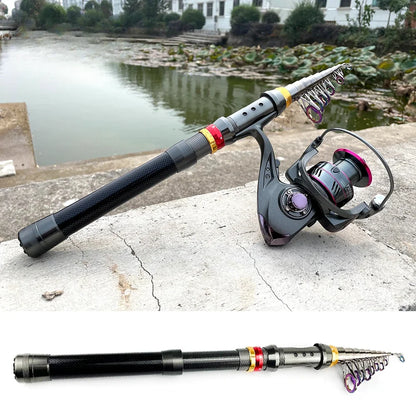 Fishing Rod and Reel Set Superhard Telescopic Fishing Rod 1.8-3.6m Spinning Reel 1000 2000 3000 Fishing Rod with Reel Pesca