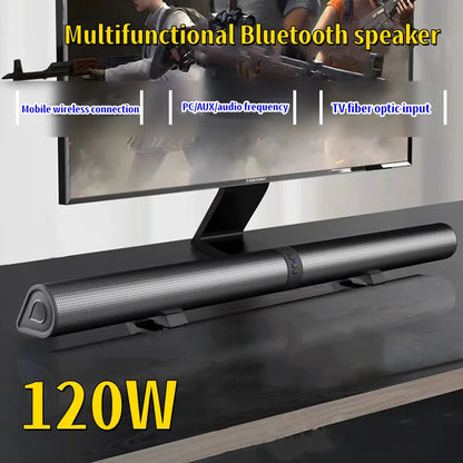 BS-56 TV Bluetooth Speakers AUX/BT/OPT Connections Soundbars with 2-in-1 Detachable Home Cinema Sound System FM Soundbar