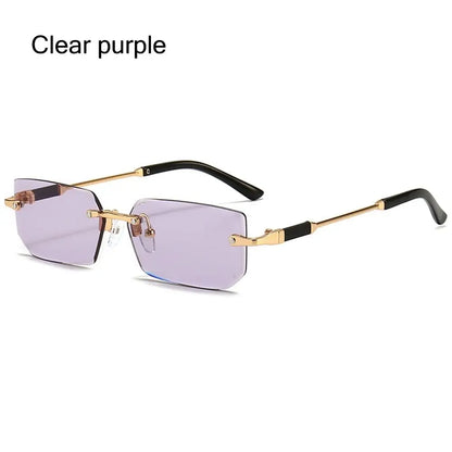 UV400 Rimless Rectangle Sunglasses Fashion Y2K Frameless Sun Glasses Shades for Women & Men