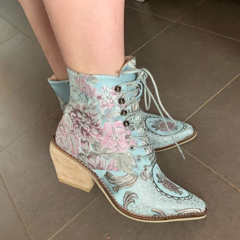 Women ankle boots free big size 23-26.5cm length shipping women shoes winter woman embroidered  Flower fashion all match