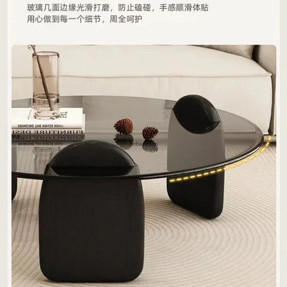 Tempered Glass Coffee Table, Nordic Light Luxury Italian Minimalist Tea Table Mesas Living Room, Household Circular Combination