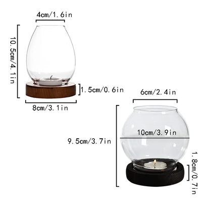 Transparent Glass Candle Holder Round Tealight Candlesticks Retro Oil Lamp Shape Candle Holder Wedding Dinner Table Decoration