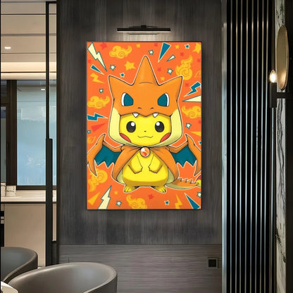 1PC Pokemon Pikachu Painting Cartoon Print Poster Paper Waterproof HD Sticker Bedroom Entrance Home Living Room Bar Wall Decor