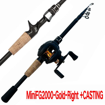 Fishing Rod and Reel Combo Set Telescopic Lure Rod Spinning Casting Short Jigging Rod 1.5m-2.4m Baitcasting Reel Max Drag 8kg