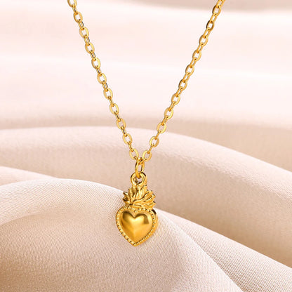 Stainless Steel Love Heart Necklace For Women 2023 New Trendy Lip Chain Simple Pendant Necklace Jewelry Gift Wholesalers