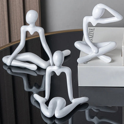 Thinker Figurine Statue Abstract Yoga Figurine Plastic Handmade Crafts Sculpture Home Decor Interior Office Desktop Ornaments