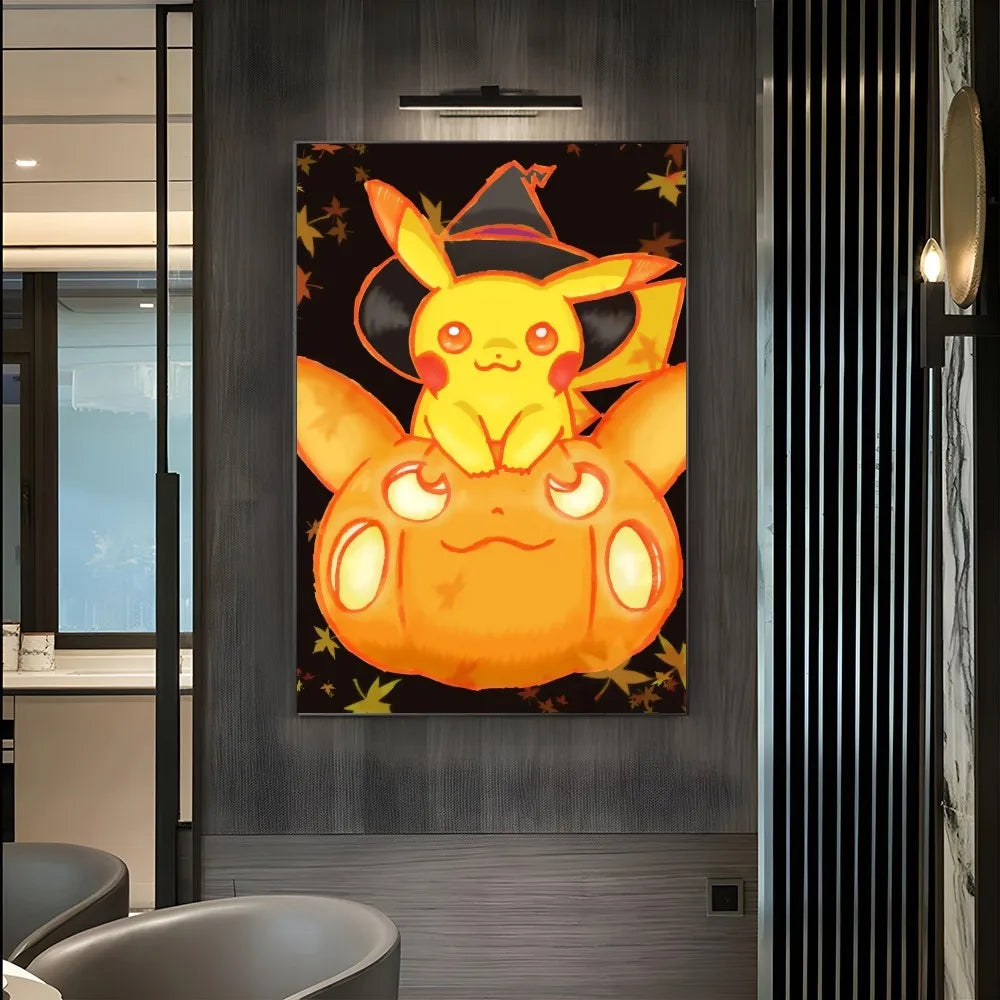 1PC Pokemon Pikachu Painting Cartoon Print Poster Paper Waterproof HD Sticker Bedroom Entrance Home Living Room Bar Wall Decor