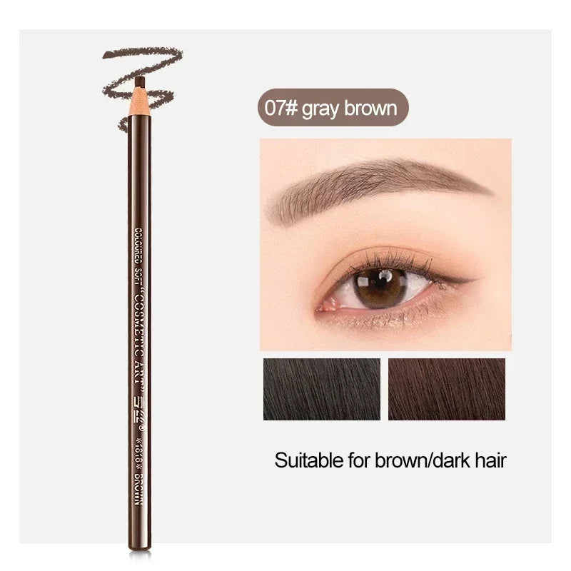 6 Colors Option Eyebrow Pencil Waterproof and Non-smudge Genuine Wood Hard Core Wholesale Wood Eyebrow Pencil Eyebrow Pen Golden