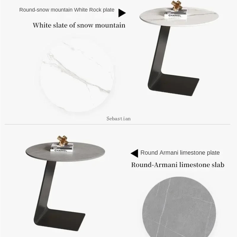 Tempered Glass Coffee Table, Small Unit, Living Room, Minimalist Round Table, Creative Corner Table mesas, Rock Slab Edge Table