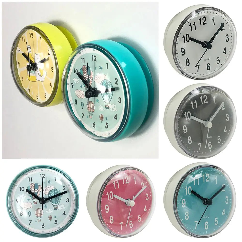 Mini Sucker Wall Clock Bathroom Anti-Fog Waterproof 7cm Kitchen Toilet Living Room Waterproof Small Quartz Table Clock