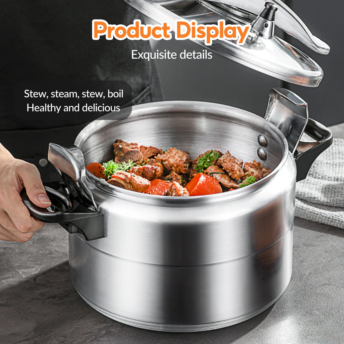 9L Aluminum Pressure Cooker Large Capacity Gas Cooker Pressure Cooker Stew Pot Universal Kitchen Household Induction Cookware