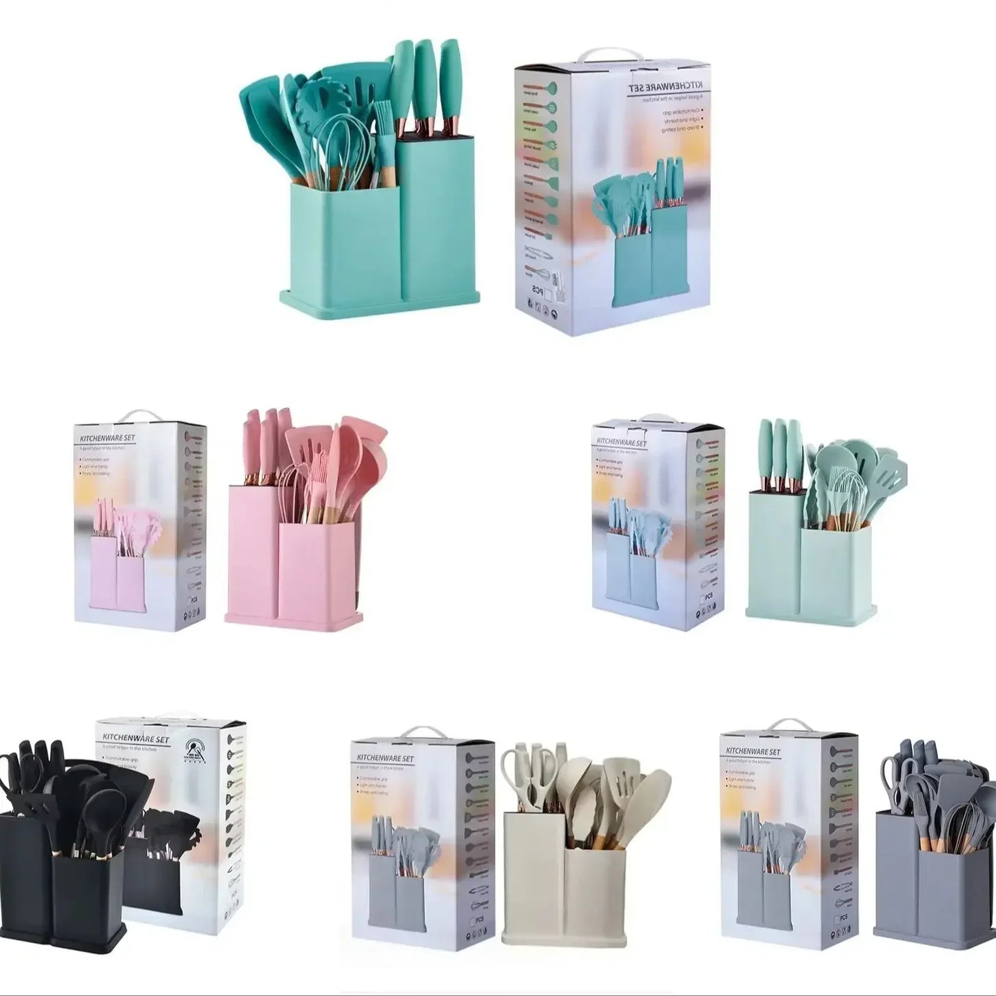 19PCS/Set Silicone Kitchen Utensil Sets Utensils Utensils Gadgets Stand Storage Organizer Holders Kitchen Cooking Accessories