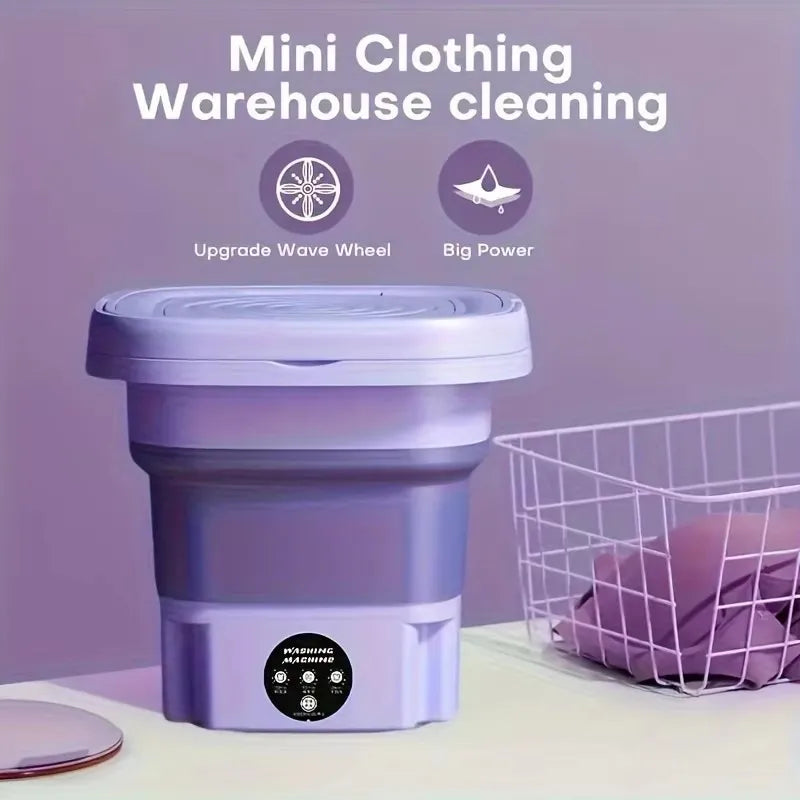 8L Small Folding Washing Machine Portable Washing Machine  Automatic Modes Laundry Clothes Laundry Bucket Washing Machine