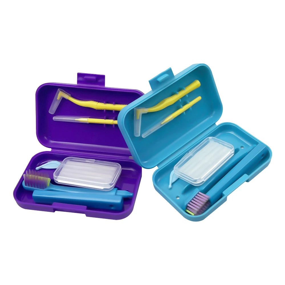 Dental Toothbrush Box Portable Travel Orthodontic Cleaning Set Storage Box Interdental Brush Brush Cover Oral Cleaning Care Kits