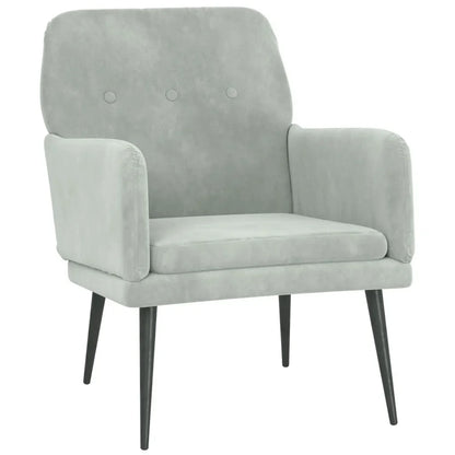 Light gray armchair 62x79x79 cm Velvet Modern Nordic design Furniture Living Room Home relax Leisure Luxury armchair