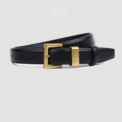 Fashion Leather Square Gold Buckle Belt Senior Minimalist Jeans Clothing Accessories Luxury Designer Brand Belt for Women