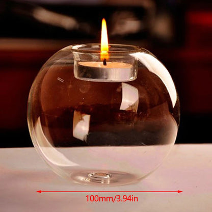 European Round Hollow Glass Candle Holder Wedding Banquet Bar Party Candlestick Holder Home Table Decoration Ornaments