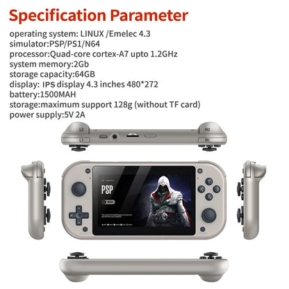 M17 Retro Handheld Video Game Console 4.3 Inch IPS Screen Mini Handheld Game Player 15000+ Games