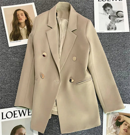 Chic Office Lady Blazer for Women Vintage Coat Autumn Fashion Lapel Collar Long Sleeve Ladies Outerwear Stylish Tops  오피스룩 Mujer