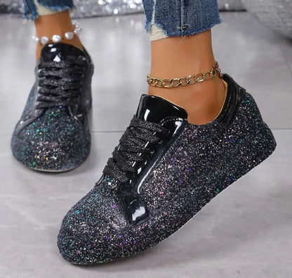 Women's Sequin Sneakers Fashion Breathable Flat Woman Soft Sole Walking Vulcanized Shoes Women Casual Sneaker Zapatos De Mujer