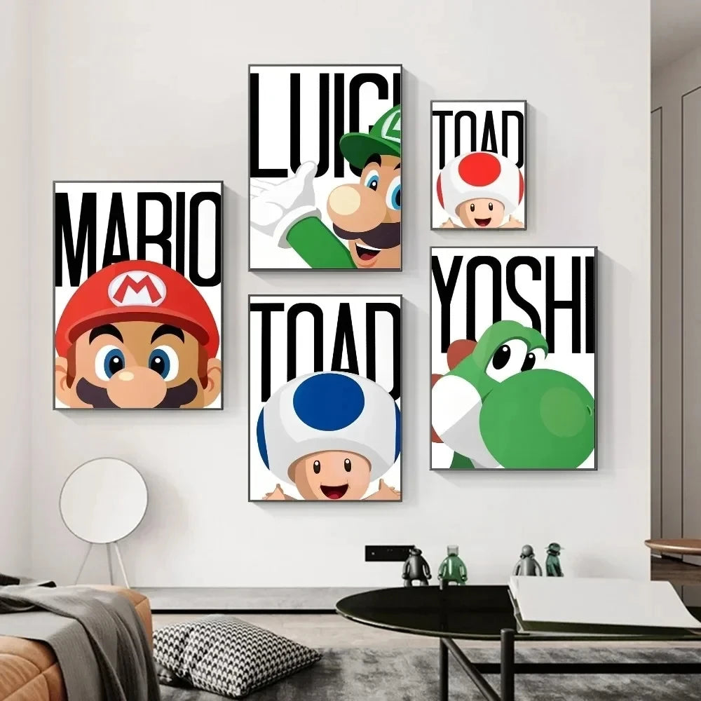 Classic Anime Movie Art Mario Poster Prints Playroom Canvas Paintings Wall Picture Living Room Kids Bedroom Home Decor Cuadros