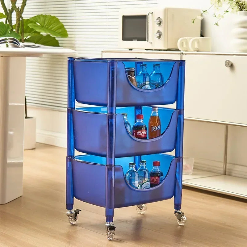 Nordic Acrylic Home Storage Rack, Transparent Mobile Trolley, Transparent Multi-layer Combination Storage Cabinet