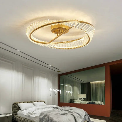 Italian Light Luxury Crystal Ceiling Lamp Postmodern Simple Round Living Room Lamp Atmospheric Bedroom Lamp New Style LED