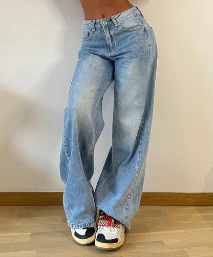 2024 Baggy Jeans Women High Waist Mom Jeans Flare Pants Denim Straight Loose Autumn Long Streetwear Slim Fit Trousers Capris