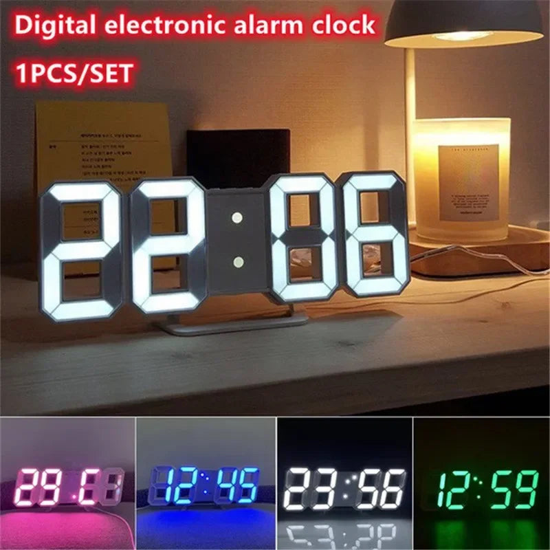 Electronic Digital Wall Clock Living Room Bedroom Decoration Decor Watches Home and Decoration Led Modern Alarm Interior Desk