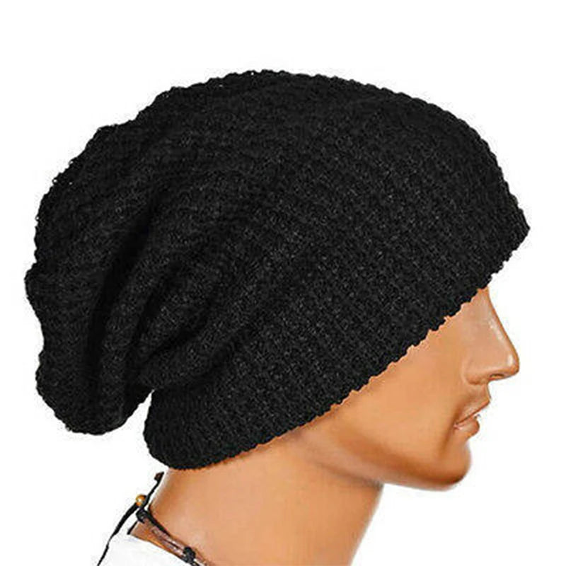 Men Women Beanie Knit Crochet Black Gray Hat Autumn Winter Soft Warm Loose Cap Skull Ski Hat Dance Bonnet Casual Fashion Cap