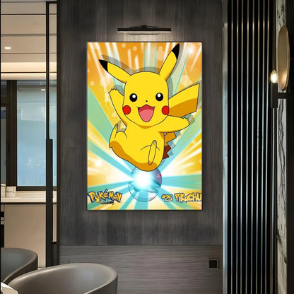 1PC Pokemon Pikachu Painting Cartoon Print Poster Paper Waterproof HD Sticker Bedroom Entrance Home Living Room Bar Wall Decor