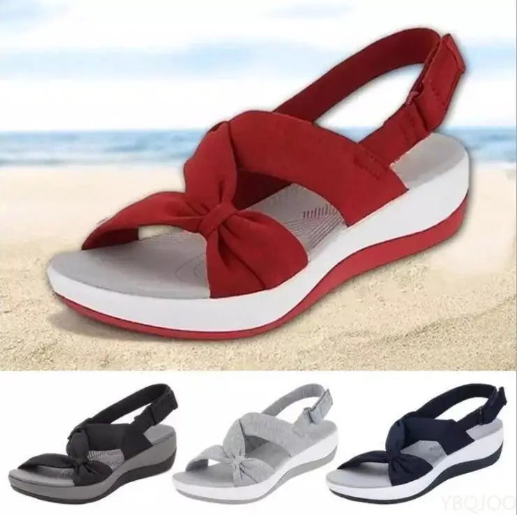 Women Sandals Summer 2022 Closed Toe Roman Sandals Women Bow Platform Wedges Sandals Women 2 Flat Sandals Plus Size