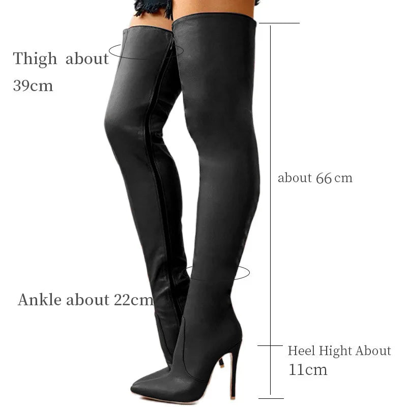 Autumn/Winter Women's Boots Pointed Side Zipper Slim High Heels Large Over Knee Boots Women's Boots Platform Boots Womens Shoes