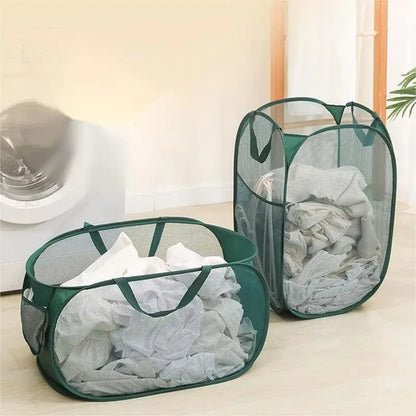 Home Bathroom Mesh Storage Basket Shower Laundry Clothing Dirty Clothes Bag Foldable Portable Business Travel no Partition