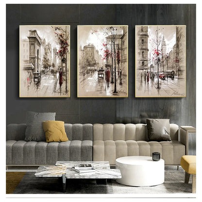 Prints Posters 3 Piece Abstract City Street Landscape Pictures For Living Room Wall Art Framework Canvas Paintings Home Decor HD