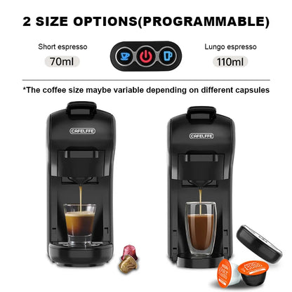 Cafelffe Capsule coffee Machine Espresso maker DG Cappuccino Nes Capsule maker cafeteria Gift for Lover,Dad,Mom,19Bar Hot/Cold