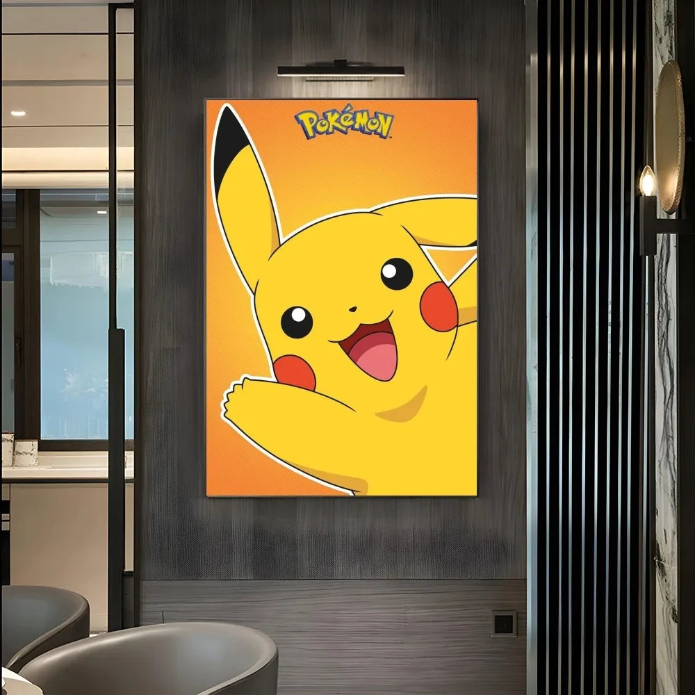 1PC Pokemon Pikachu Painting Cartoon Print Poster Paper Waterproof HD Sticker Bedroom Entrance Home Living Room Bar Wall Decor