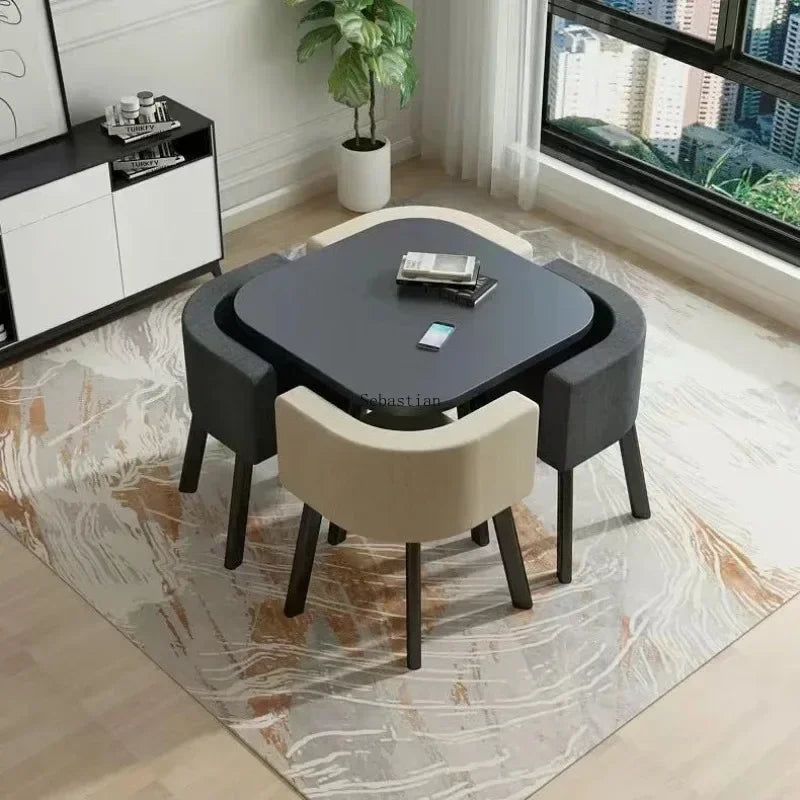 Simple Reception Table and Chair Combination 4 People Leisure Negotiation Office Table Nordic Small Round Table