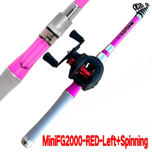 Fishing Rod Kit 1.5M-2.4M Telescopic Lure Baitcasting Rods and Reel Combo Spinning/Casting Reels Travel Fishing Gear Beginner