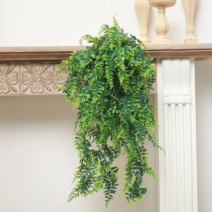 90cm Persian fern Leaves Artificial Hanging Plants Vines Home Wedding Christmas Decor Plastic Grass Wall Balcony Room Decoration