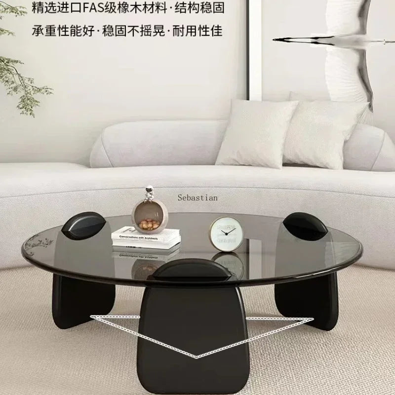 Tempered Glass Coffee Table, Nordic Light Luxury Italian Minimalist Tea Table Mesas Living Room, Household Circular Combination