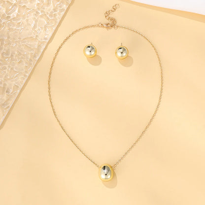 Hyperbole Big Light Glossy Gold Plated Metal Plastic Teardrop Waterdrop Necklace Earrings Jewelry Set for Women Gift Jewelry