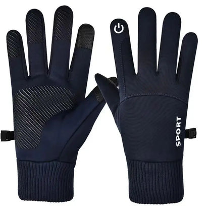 Winter Motorcyclist Gloves for Men Women Cycling Warm Fleece Skiing Bicycle Waterproof Thermal Gloves Gym Touch Screen Anti-slip