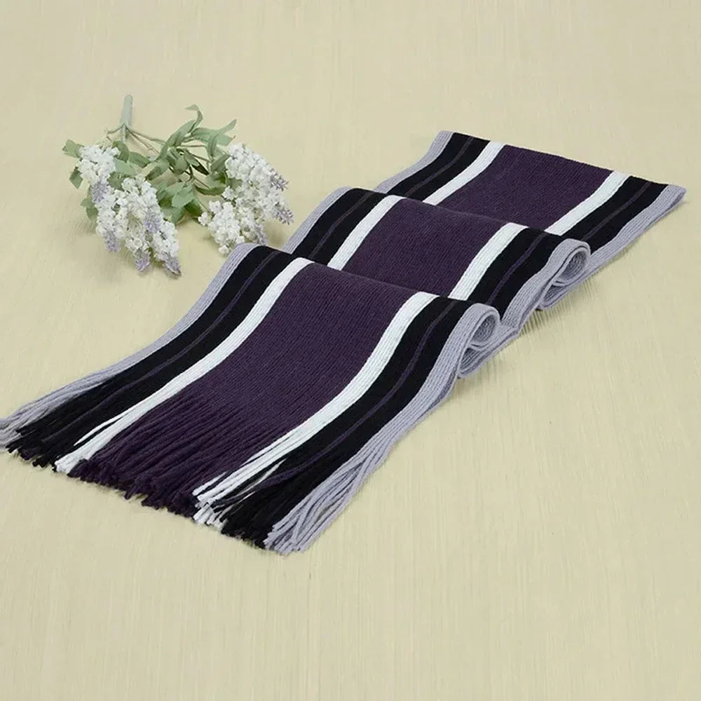 Classic Men's Scarf Winter Warm Faux Cashmere Soft Tassel Long Shawl Business Casual Striped Scarf Men's Clothing Accessories