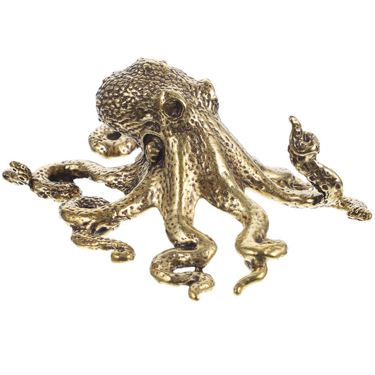 Miniature Octopus Figurine Retro Octopus Ornament Bronze Collectibles Statues Brass Octopus Figurine Office Mini Statues