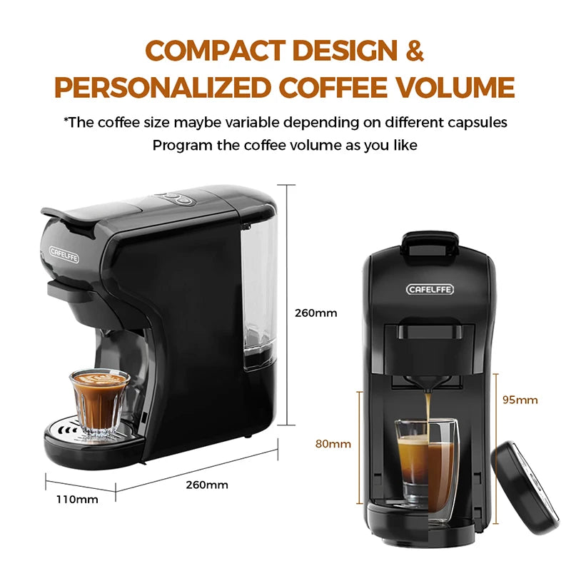 Cafelffe Capsule coffee Machine Espresso maker DG Cappuccino Nes Capsule maker cafeteria Gift for Lover,Dad,Mom,19Bar Hot/Cold